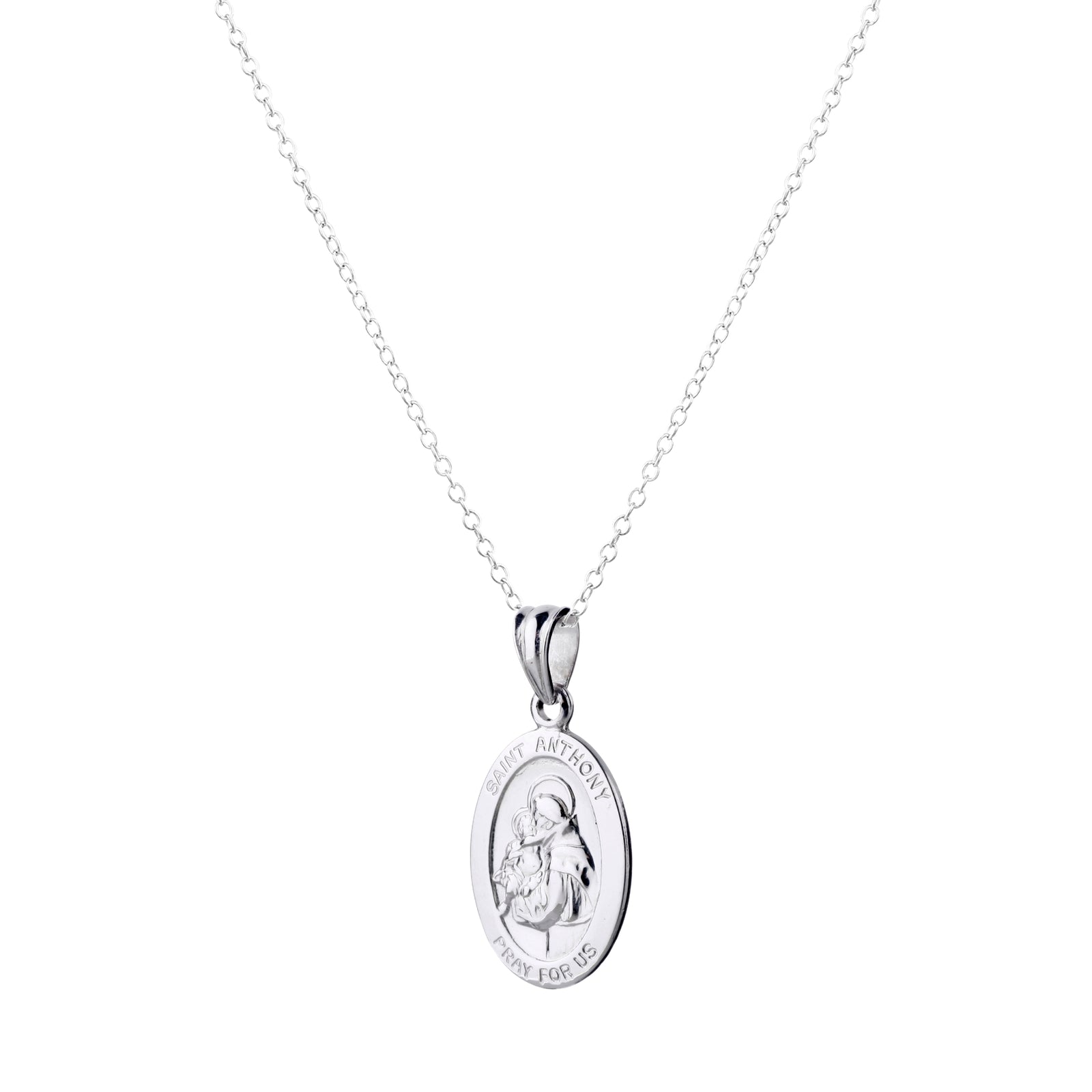 925 STERLING SILVER 15.0 MM. SAINT ANTHONY OVAL PENDANT