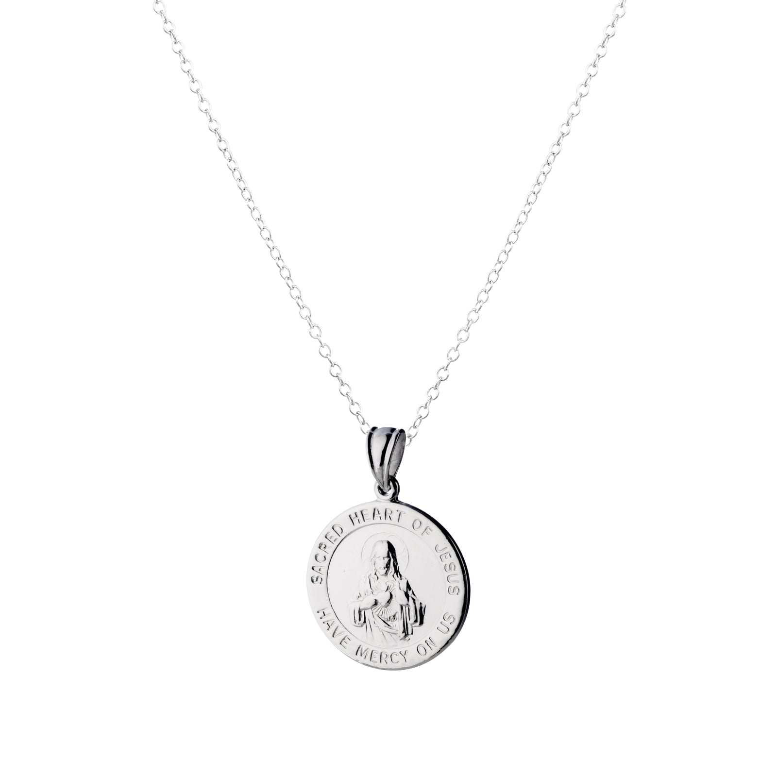 925 STERLING SILVER 20.0 MM HEART OF JESUS PENDANT
