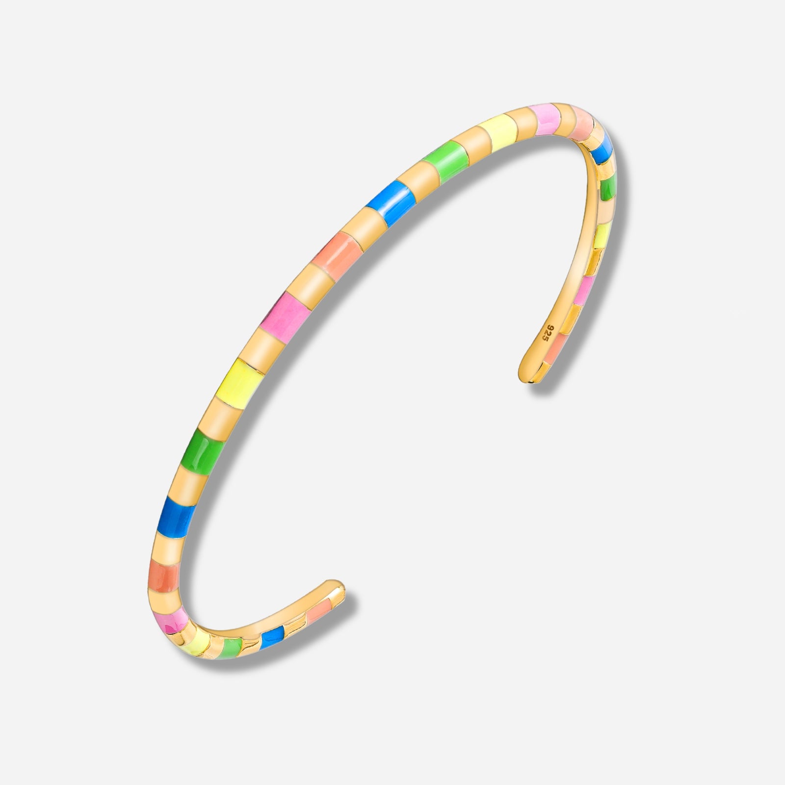 925 STERLING SILVER CLASSIC ENAMEL CUFF BANGLE