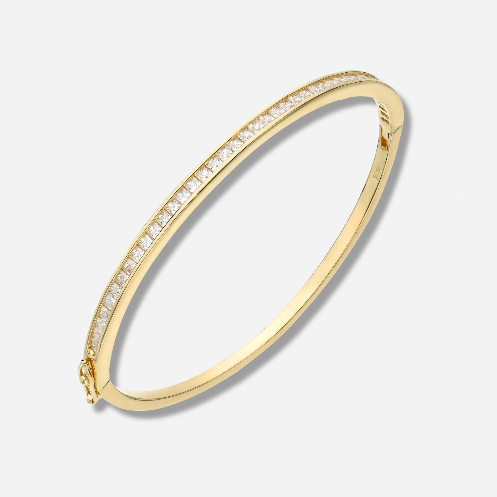 925 STERLING SILVER SLIP ON BANGLE WITH CUBIC ZIRCONIA