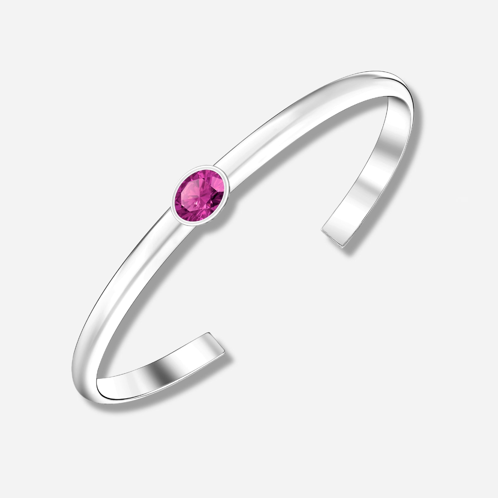 925 STERLING SILVER CUFF BANGLE WITH PINK TOPAZ