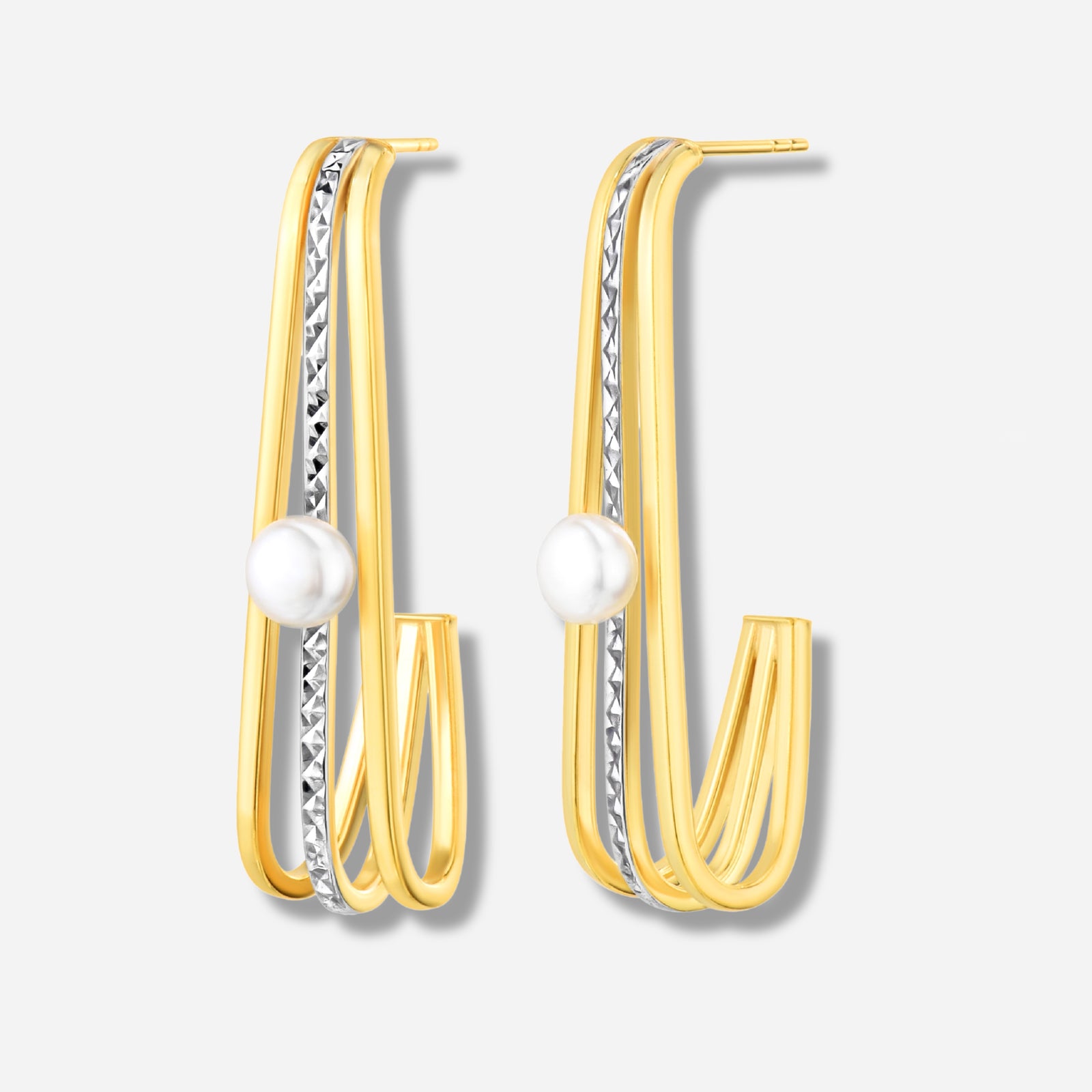 925 STERING SILVER J-HOOP EARRINGS WITH FRESHWATER PEARL