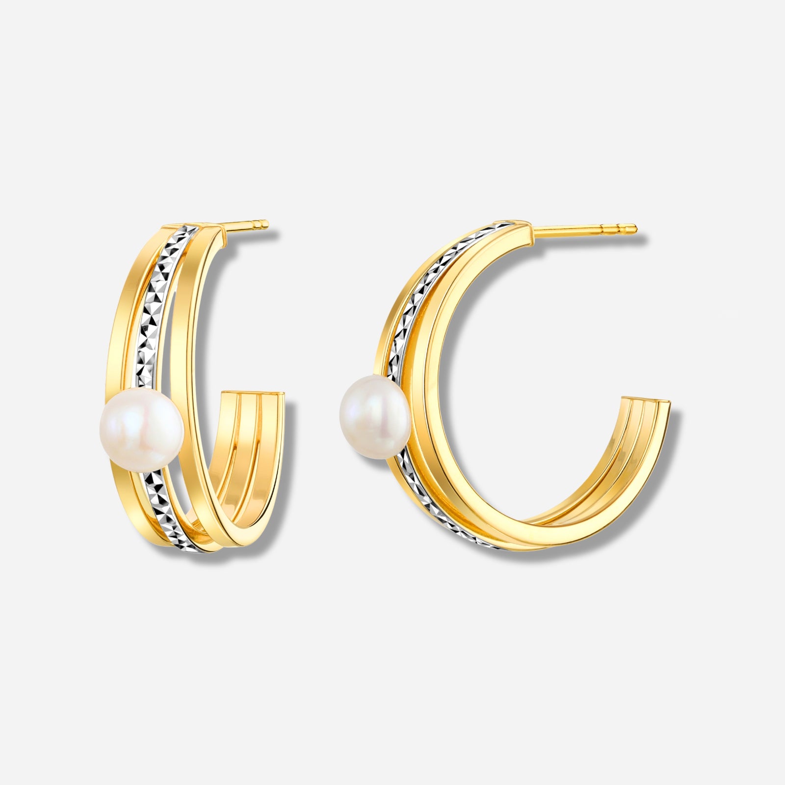 925 STERING SILVER C-HOOP EARRING WITH FRESHWATER PEARL