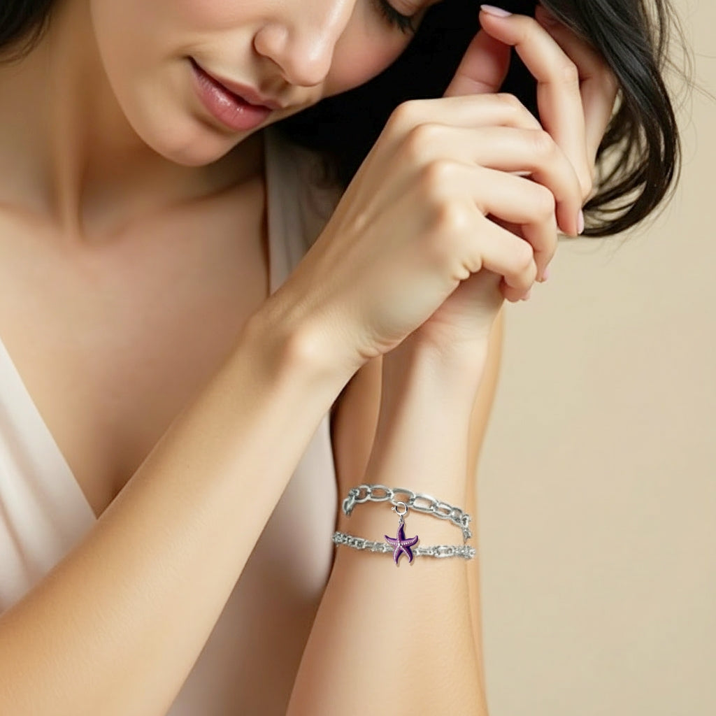 925 STERLING SILVER ENAMEL STARFISH CHARM