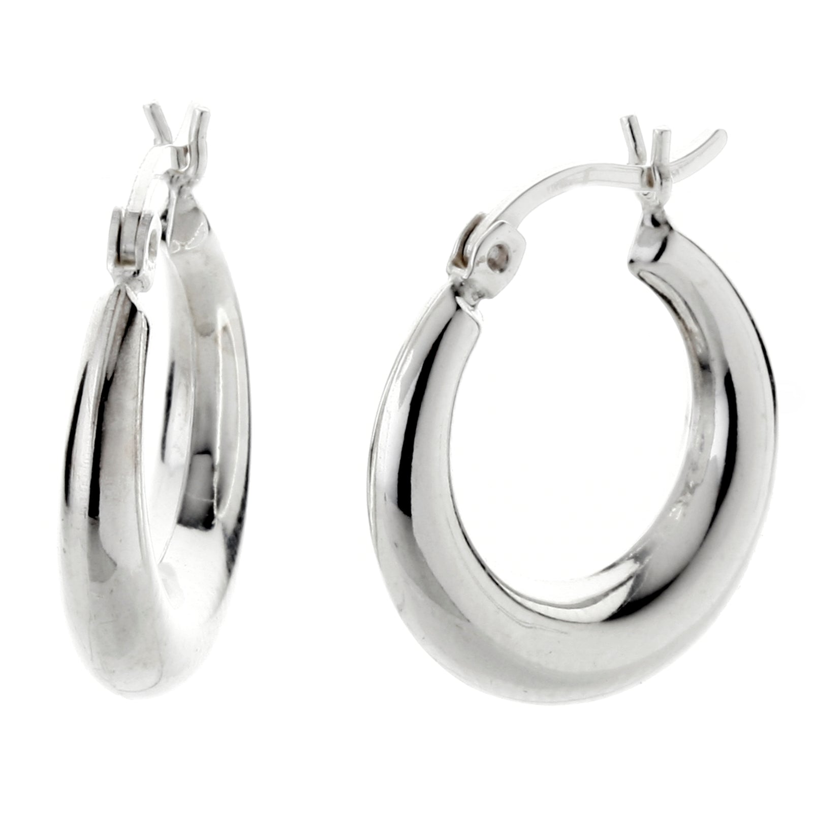 925 STERLING SILVER BACK TO BACK BOLD HALF MOON SHAPE HOOP EARRINGS