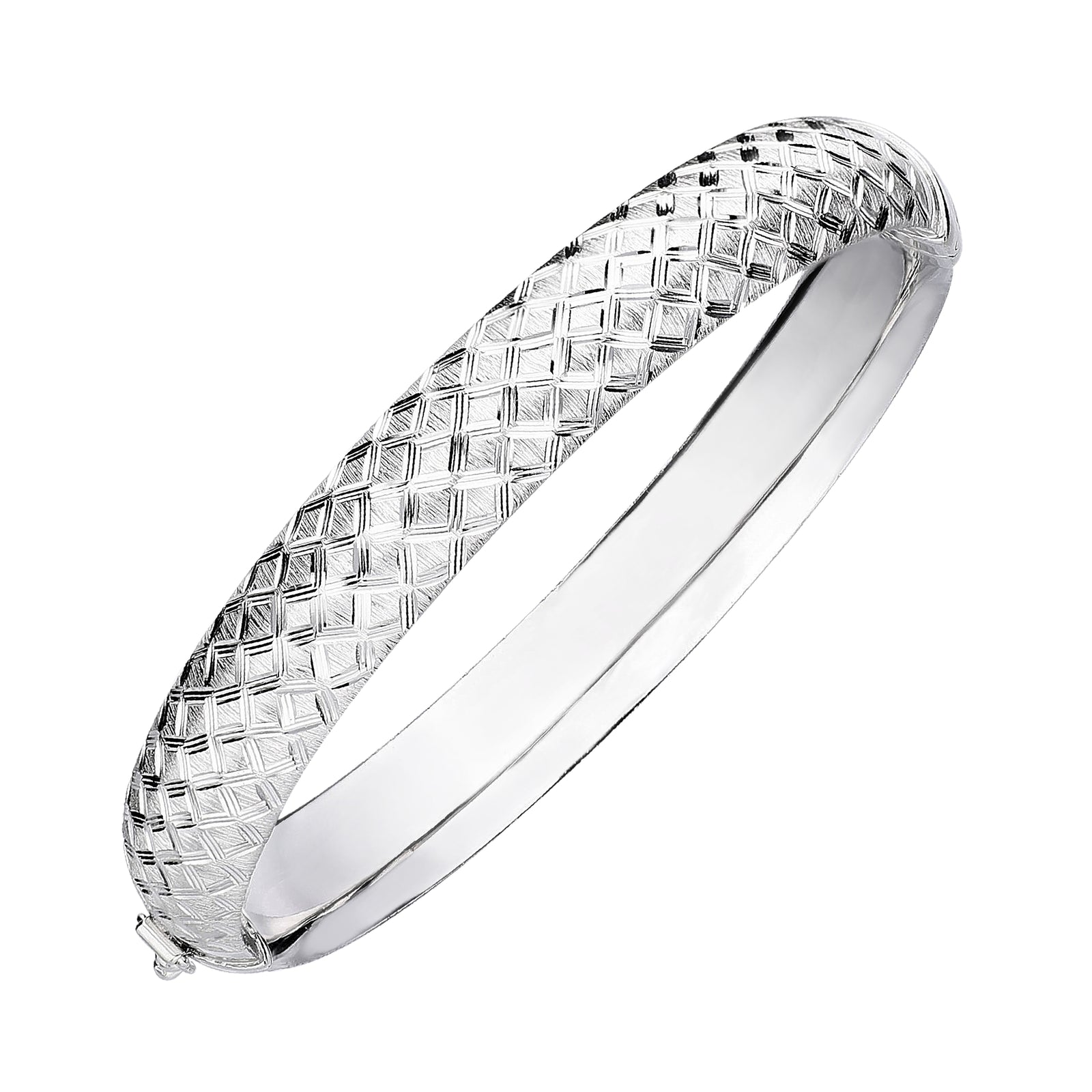 925 STERLING SILVER DIAMOND CUT TUBE HINGED BANGLE