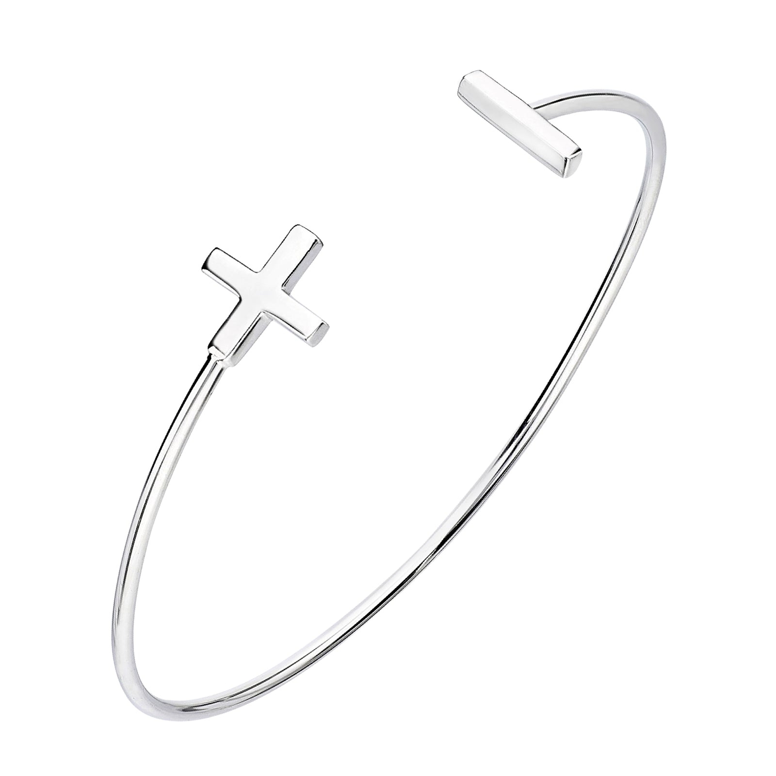 925 STERLING SILVER PLUS&MINUS CUFF BANGLE