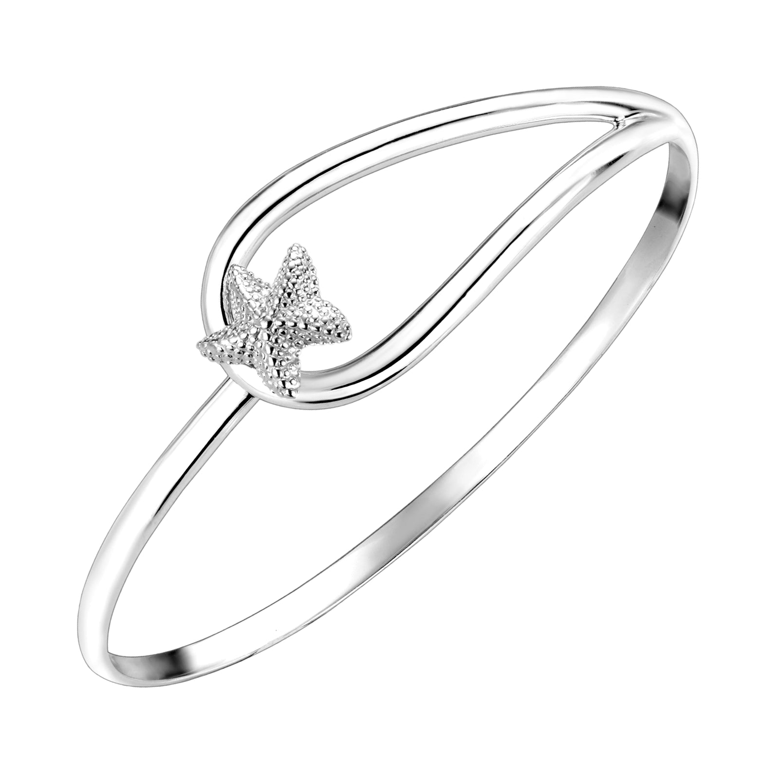925 STERLING SILVER STAR FISH SLIP ON BANGLE