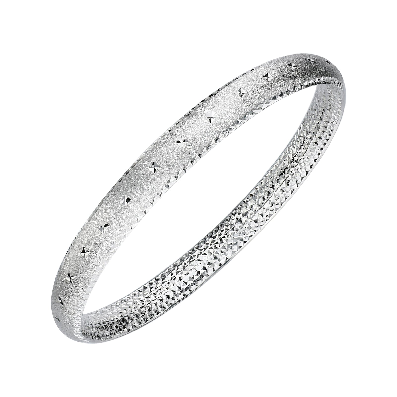 925 STERLING SILVER DIAMOND CUT SLIP ON BANGLE