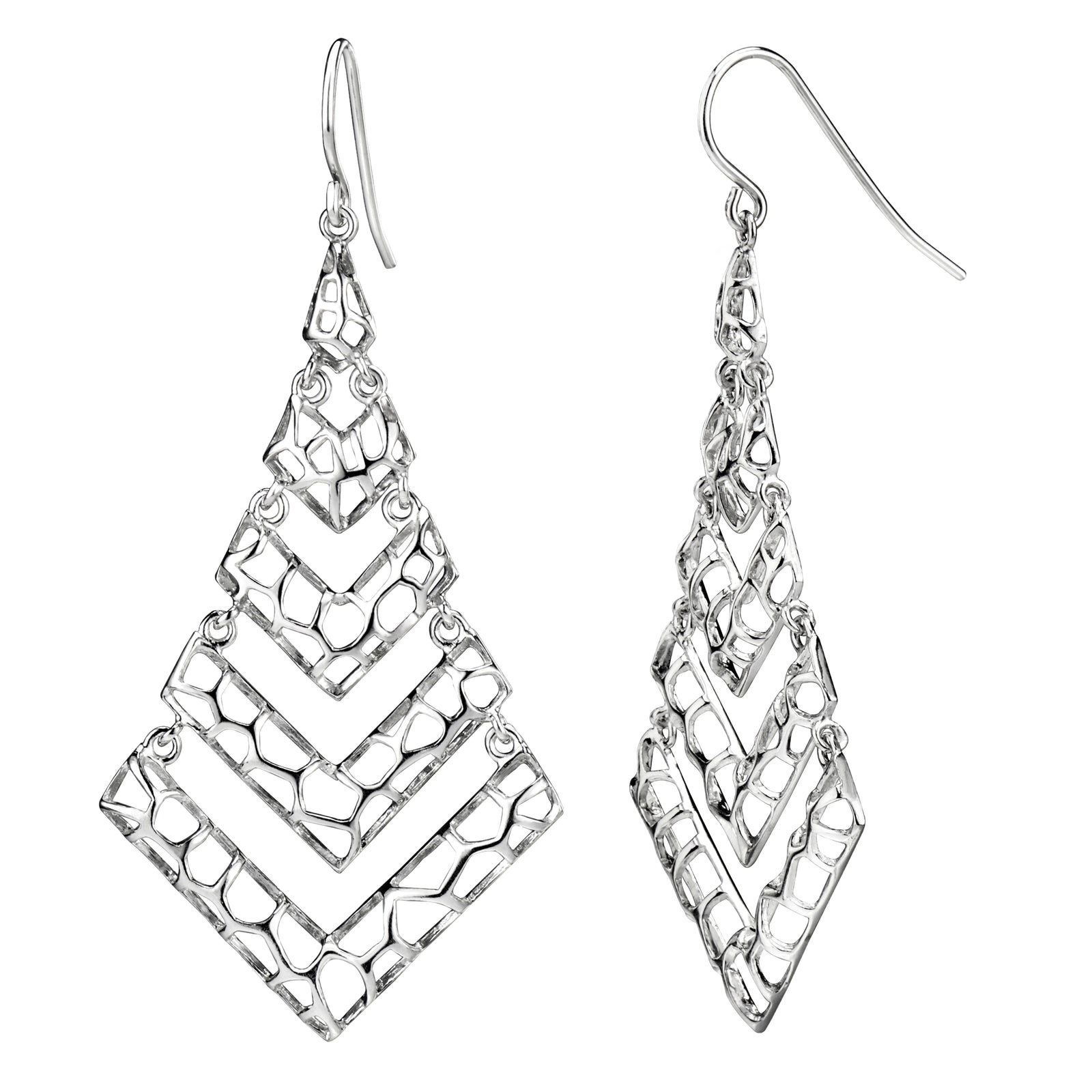 925 STERLING SILVER V SHAPE CHANDELIER EARRINGS