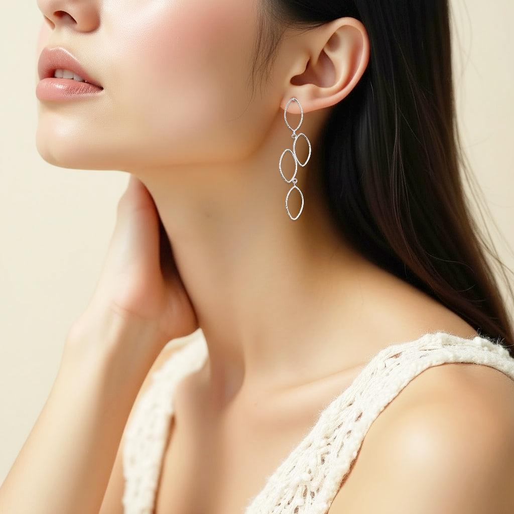 925 STERLING SILVER GEOMETRIC CHANDELIER EARRINGS