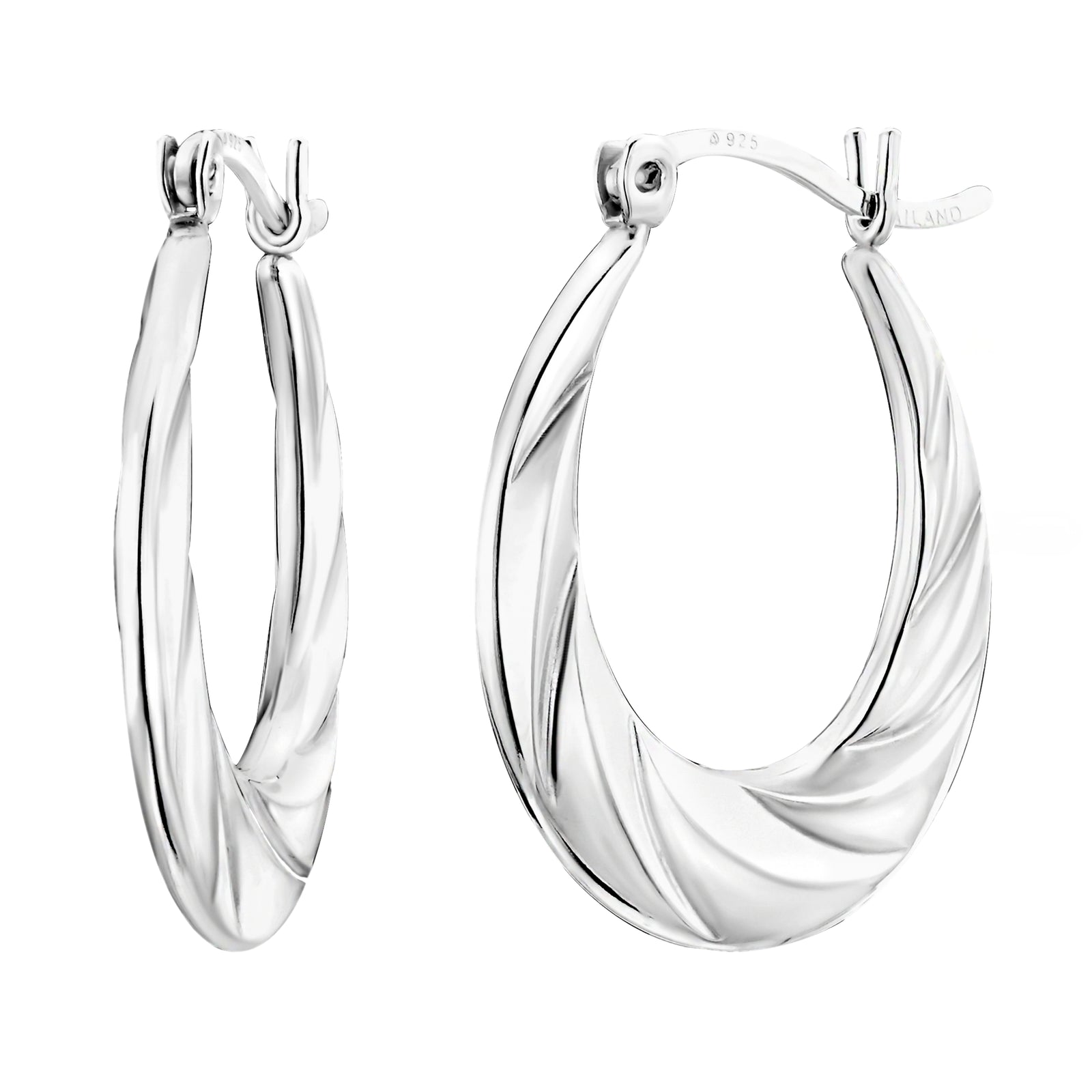 925 STERLING SILVER BACK TO BACK CLASSIC PATTERN HOOP EARRINGS