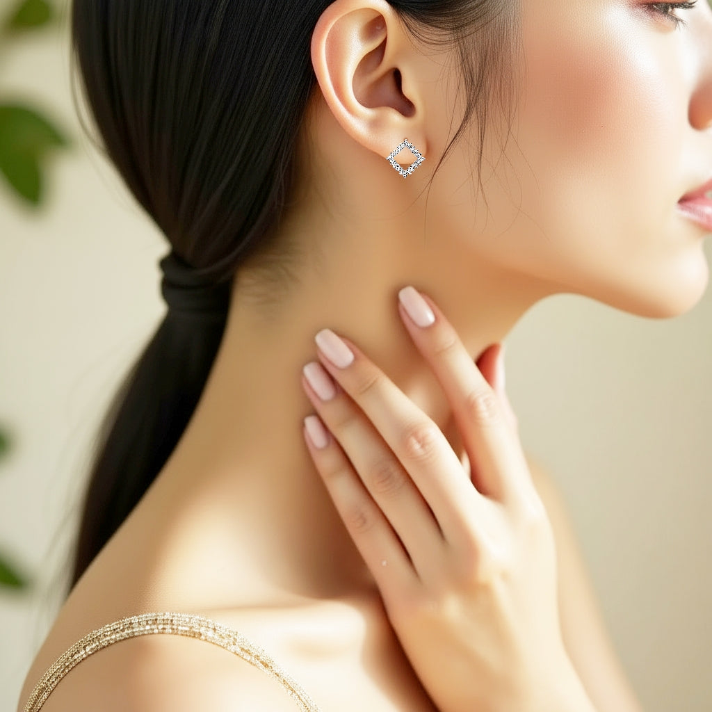 925 STERLING SILVER OPEN SQUARE EARRINGS