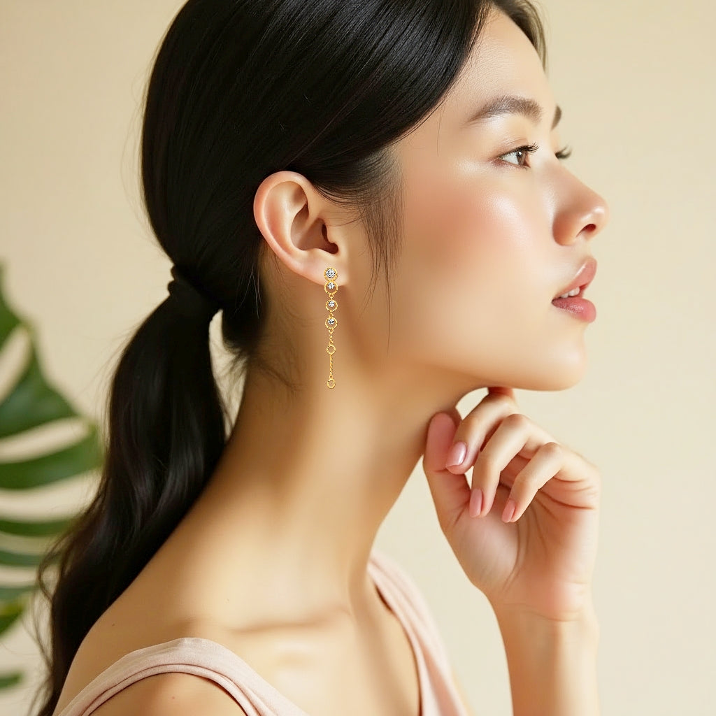 925 STERLING SILVER LINEAR DANGLE DROP EARRINGS