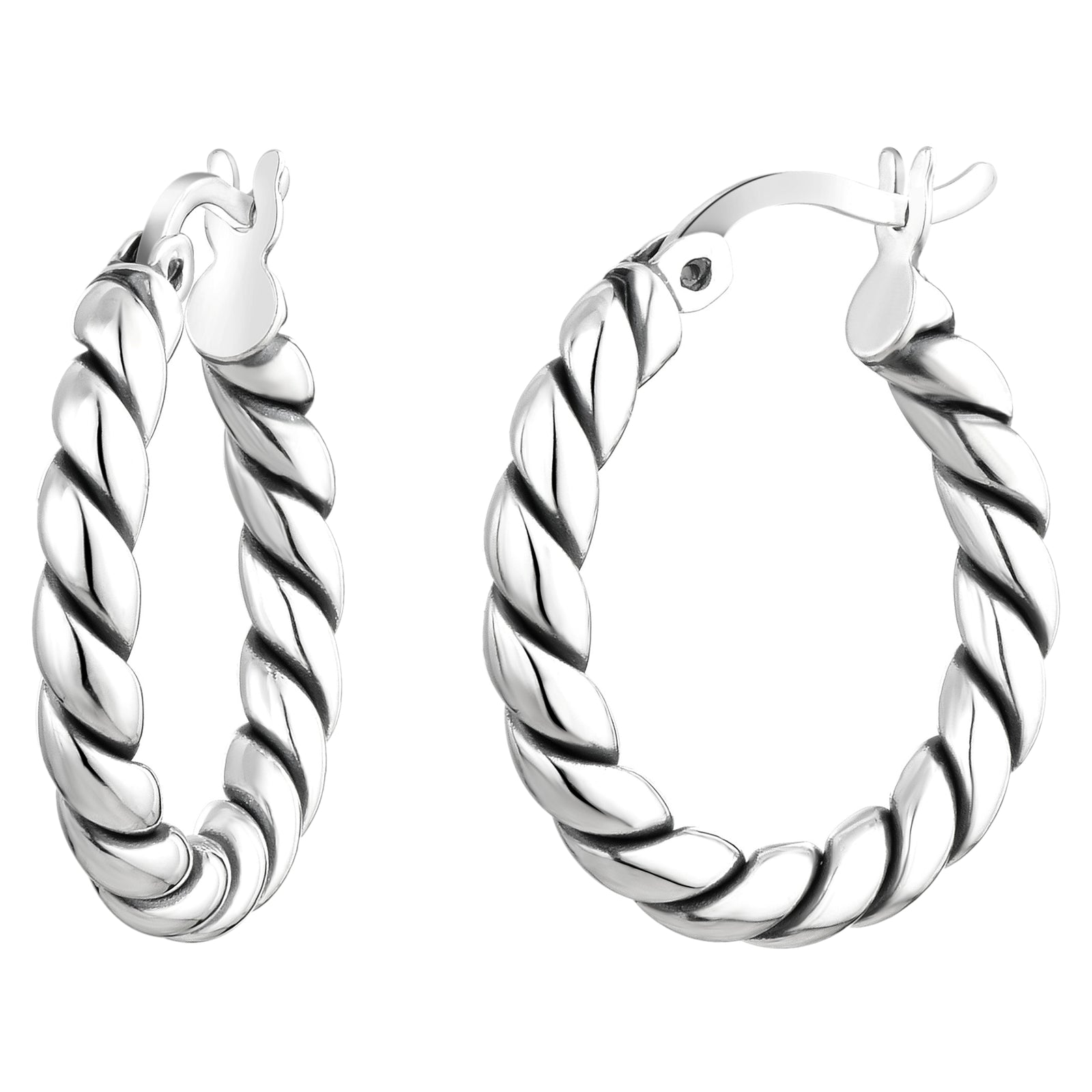 925 STERLING SILVER DOUBLE TUBE HOOP EARRINGS