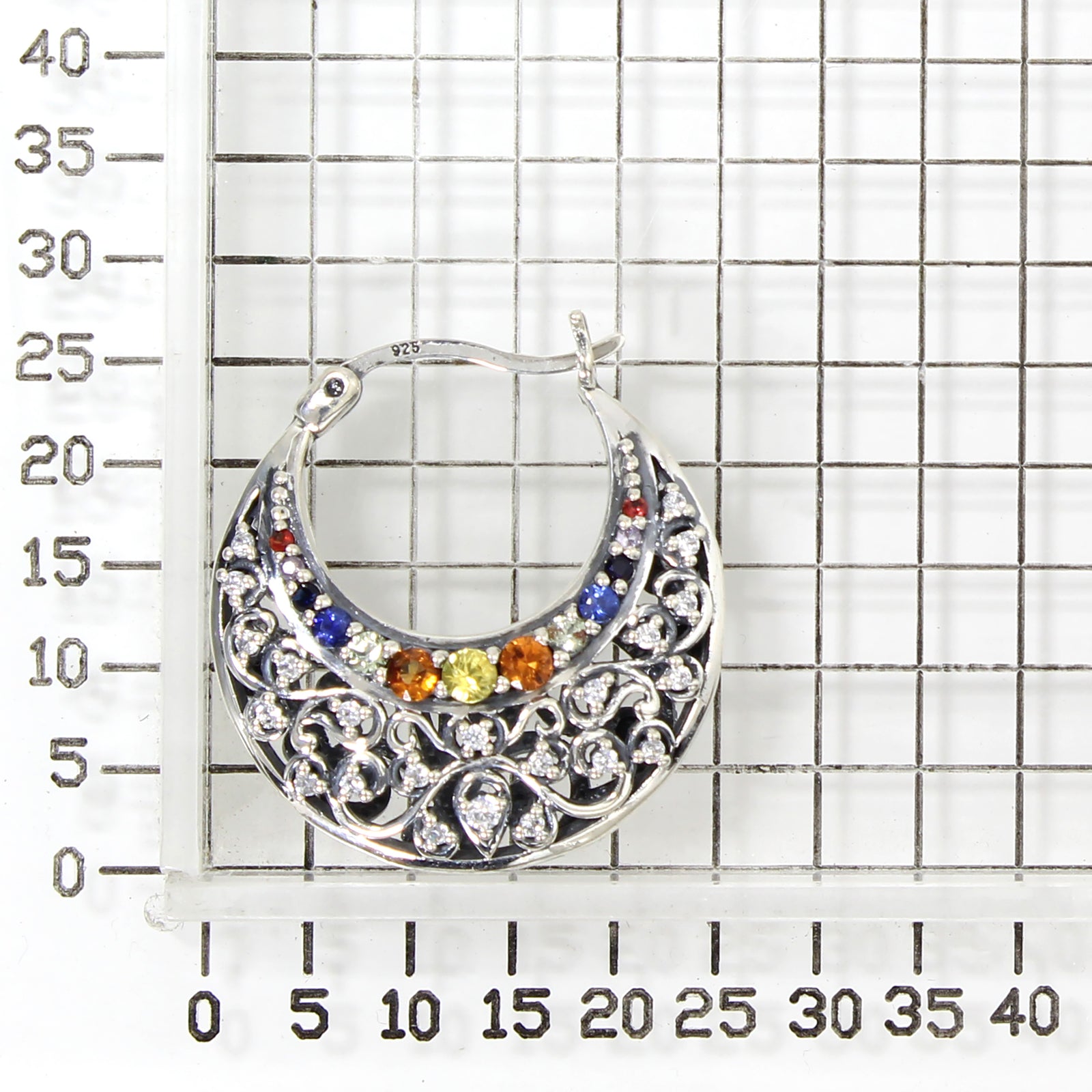 925 STERLING SILVER BALI EARRINGS WITH MULTI-COLOUR SAPPHIRE