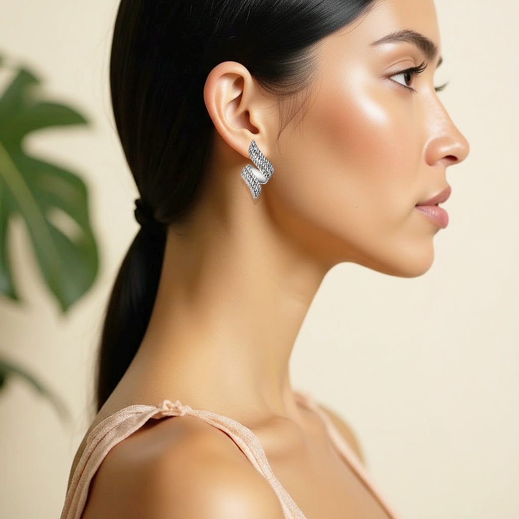 925 STERLING SILVER RIBBON EARRINGS