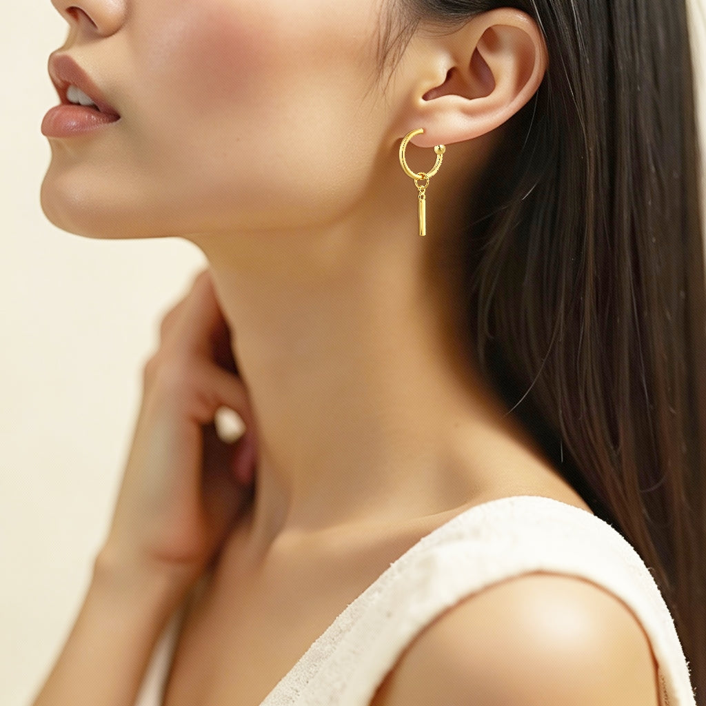 925 STERLING SILVER LIGHT WEIGHT DANGLED HOOP EARRINGS