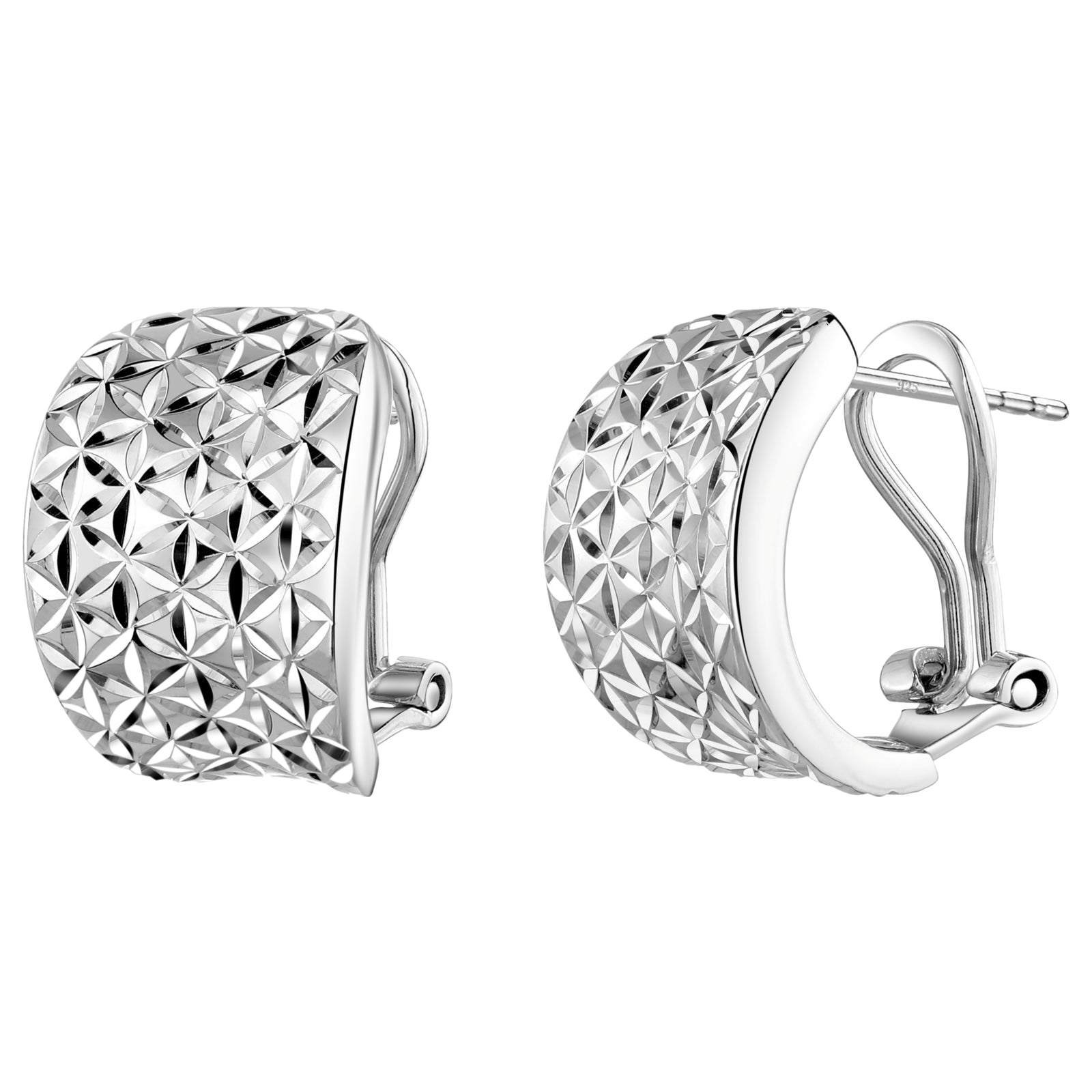 925 STERLING SILVER HALF HUGGIE HOOP EARRINGS