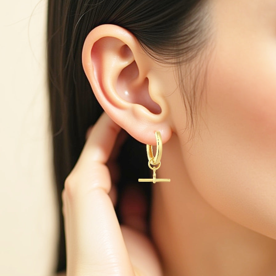 925 STERLING SILVER LIGHT WEIGHT DANGLED HUGGIE EARRINGS