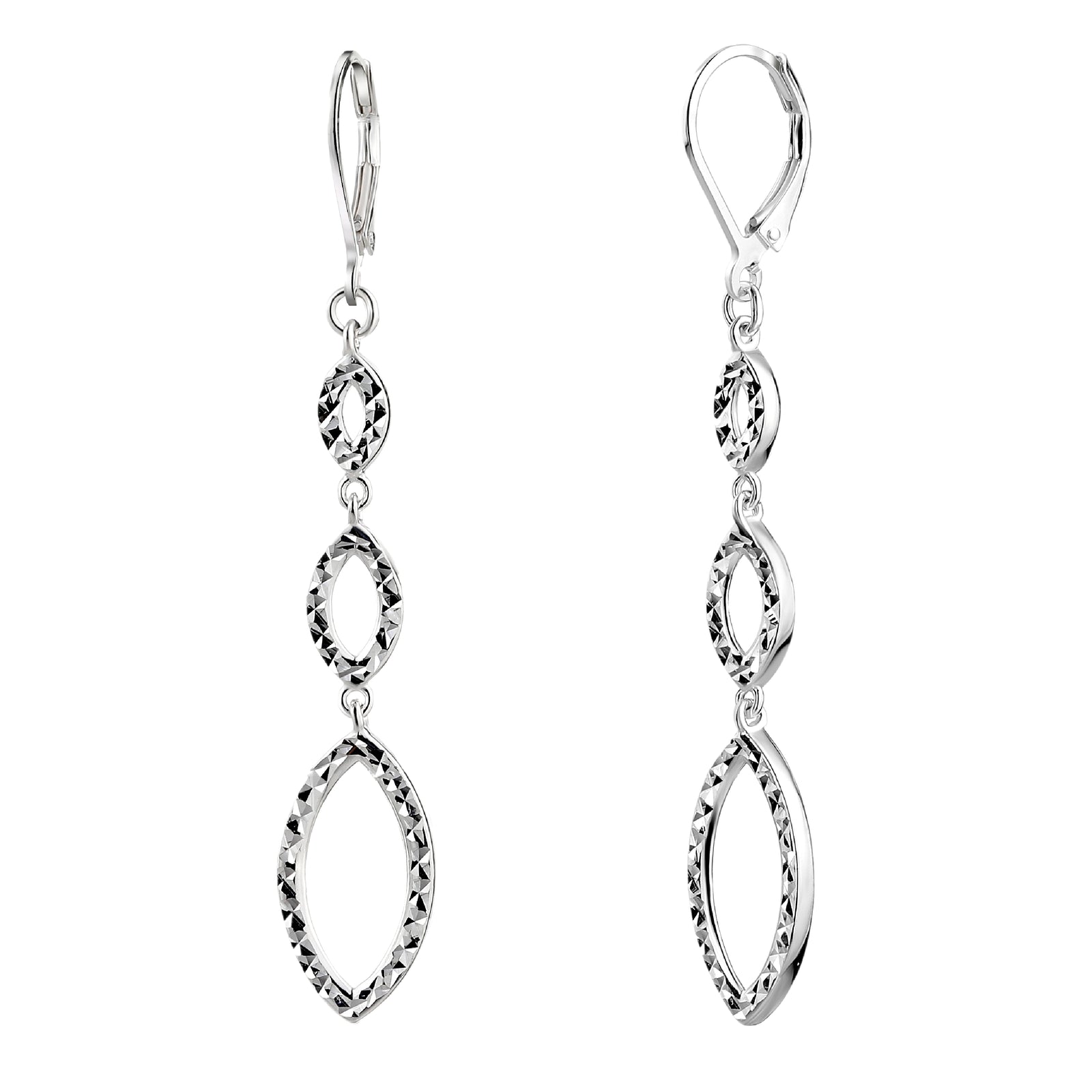 925 STERLING SILVER MARQUISE DANGLE EARRINGS