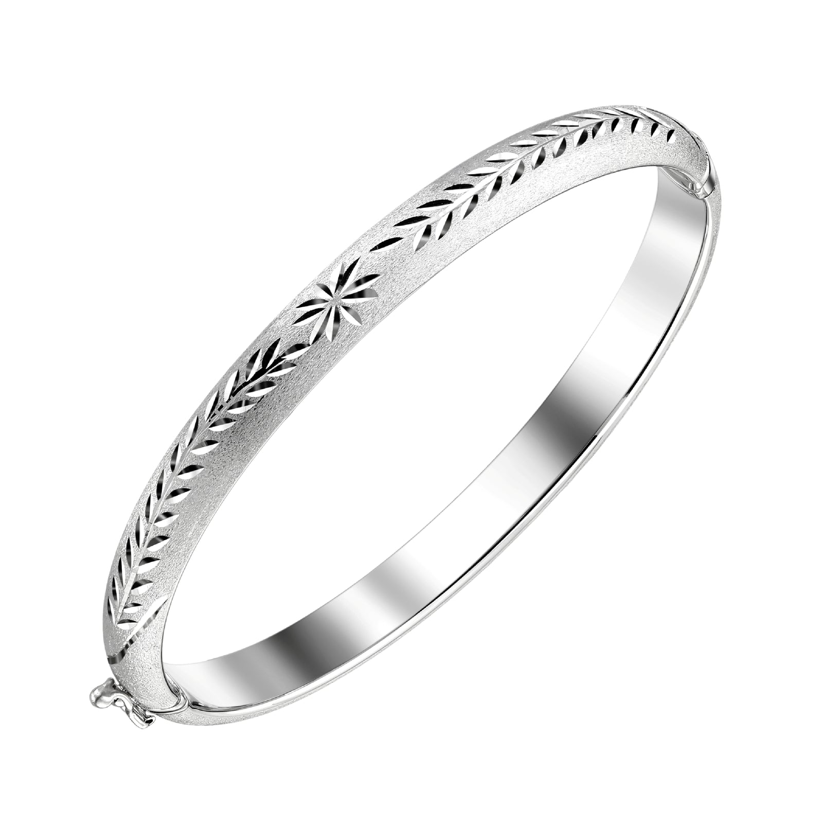 925 STERLING SILVER DIAMOND CUT TUBE HINGED BANGLE