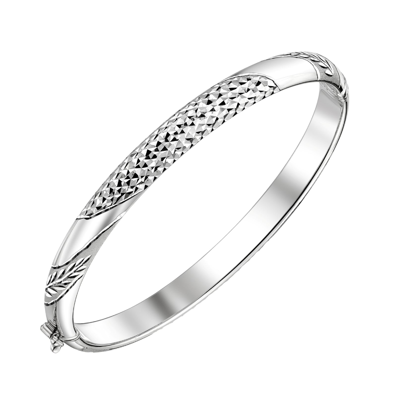 925 STERLING SILVER DIAMOND CUT TUBE HINGED BANGLE