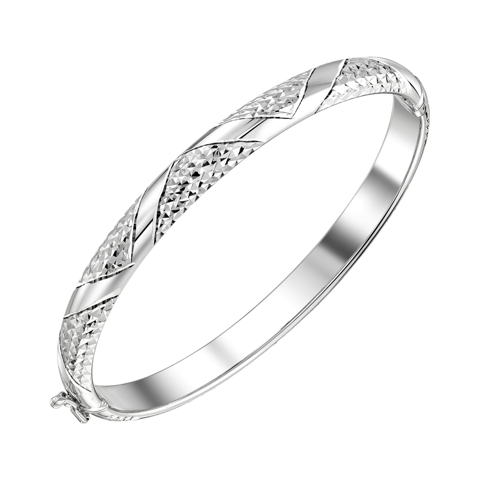 925 STERLING SILVER DIAMOND CUT TUBE HINGED BANGLE