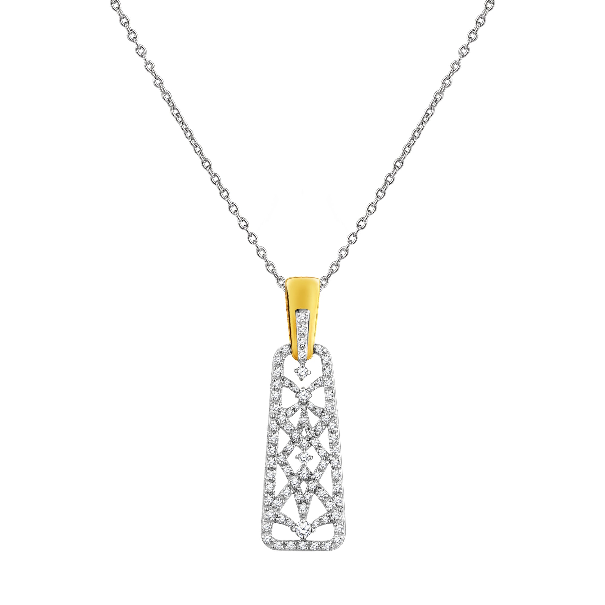 925 STERLING SILVER OPEN WORK DANGLED PENDANT WITH CUBIC ZIRCONIA