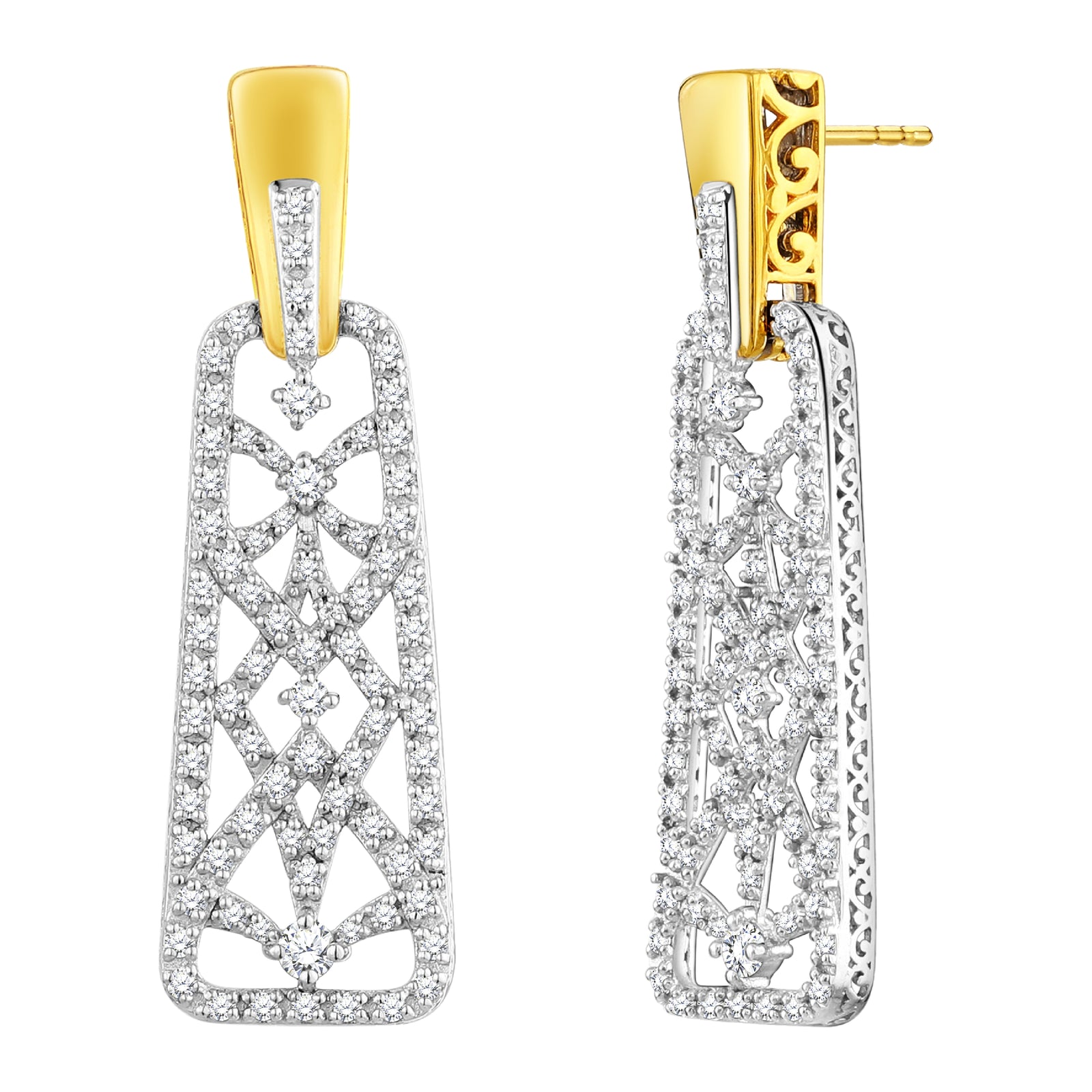 925 STERLING SILVER OPEN WORK EARRINGS WITH CUBIC ZIRCONIA