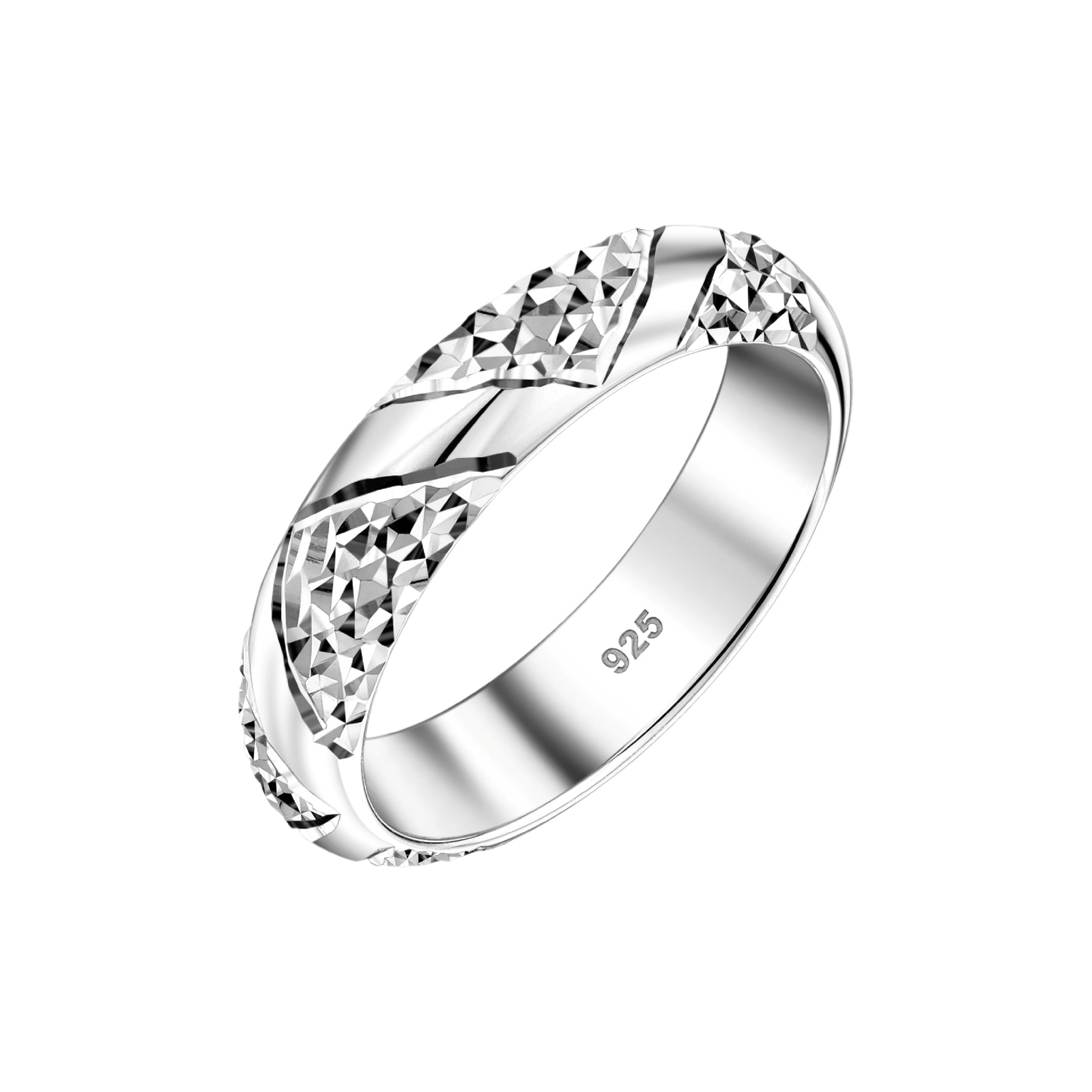 925 STERLING SILVER WITH DIAMOND CUT RING
