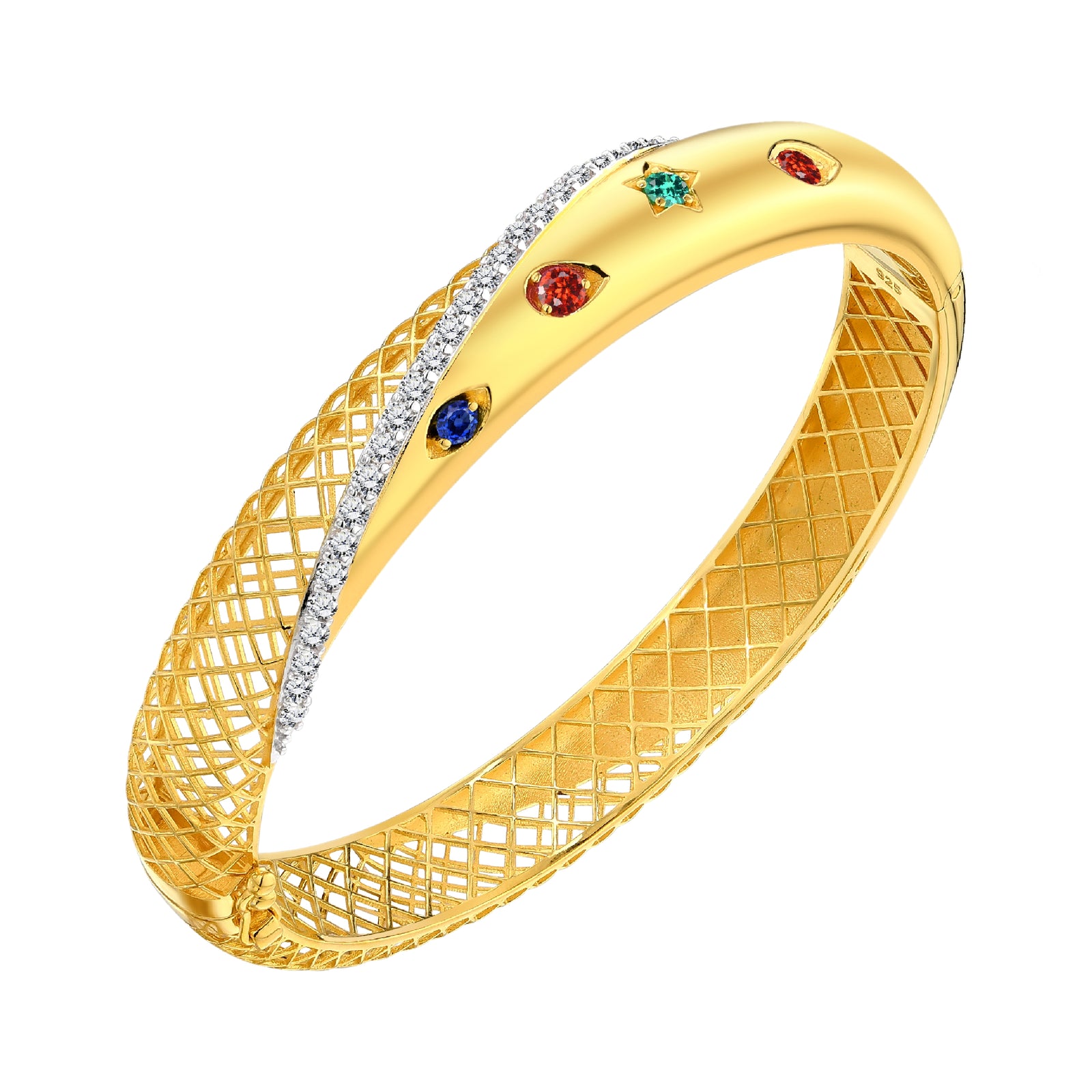 925 STERLING SILVER HINGED LE MESH BANGLE