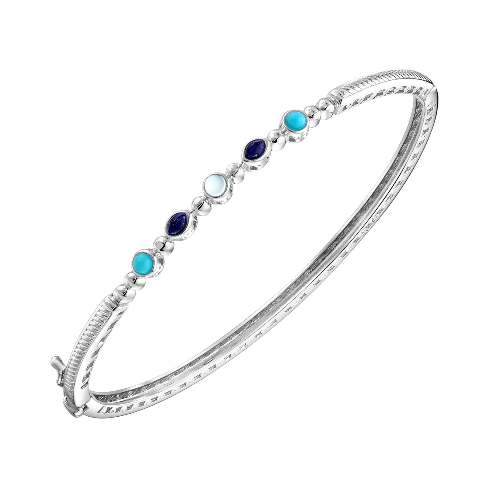925 STERLING SILVER HINGE BANGLE WITH CUBIC ZIRCONIA