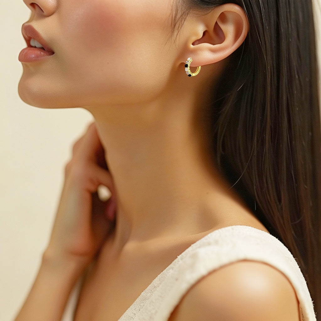 925 STERLING SILVER MULTI STONE HUGGIE EARRINGS