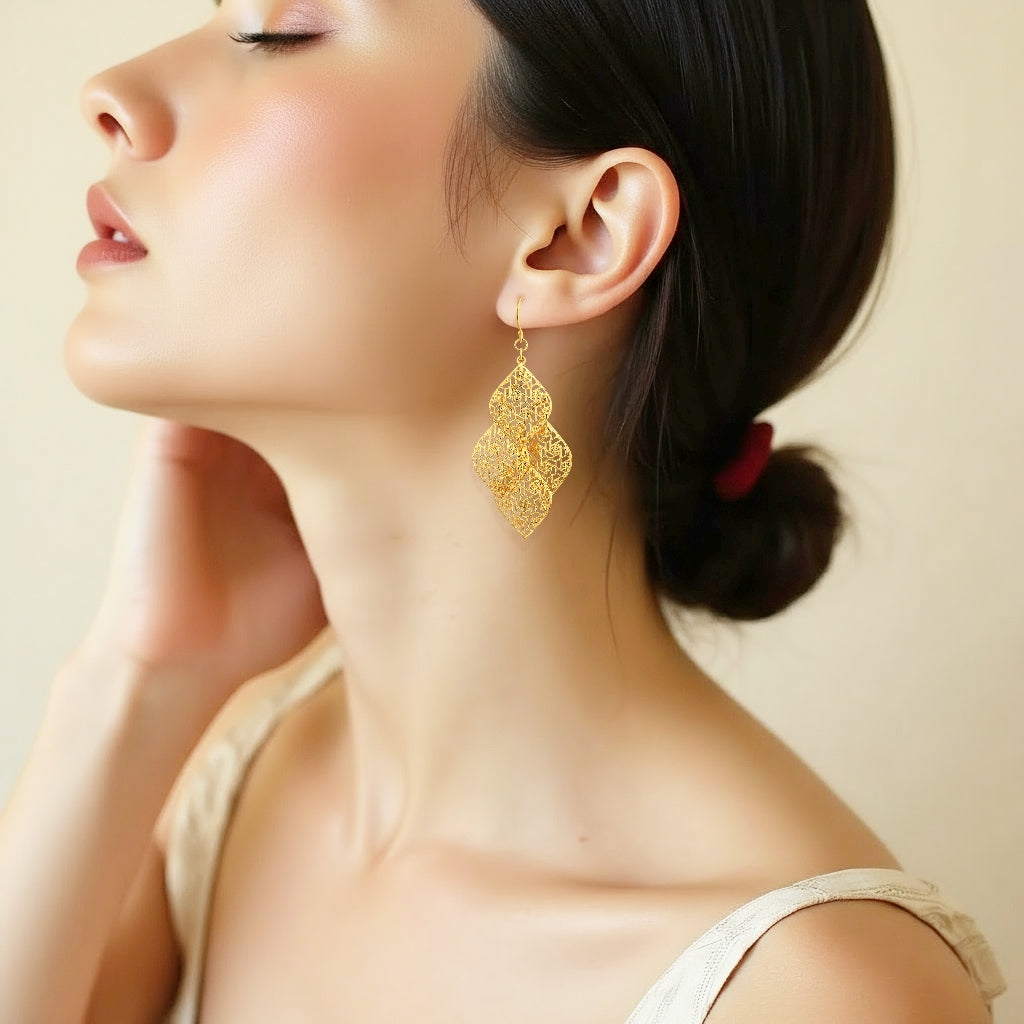 925 STERING SILVER FILIGREE CHANDELIER EARRINGS