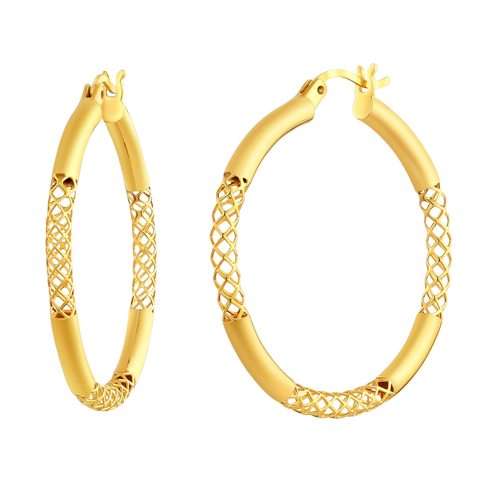 14K LE MESH HOOP EARRINGS