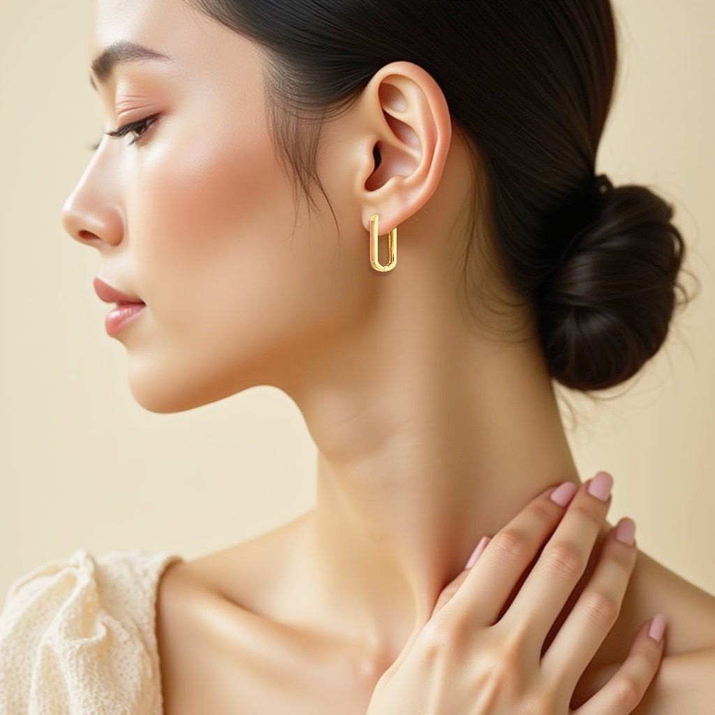 925 STERLING SILVER CLIP SHAPE HUGGIE EARRINGS