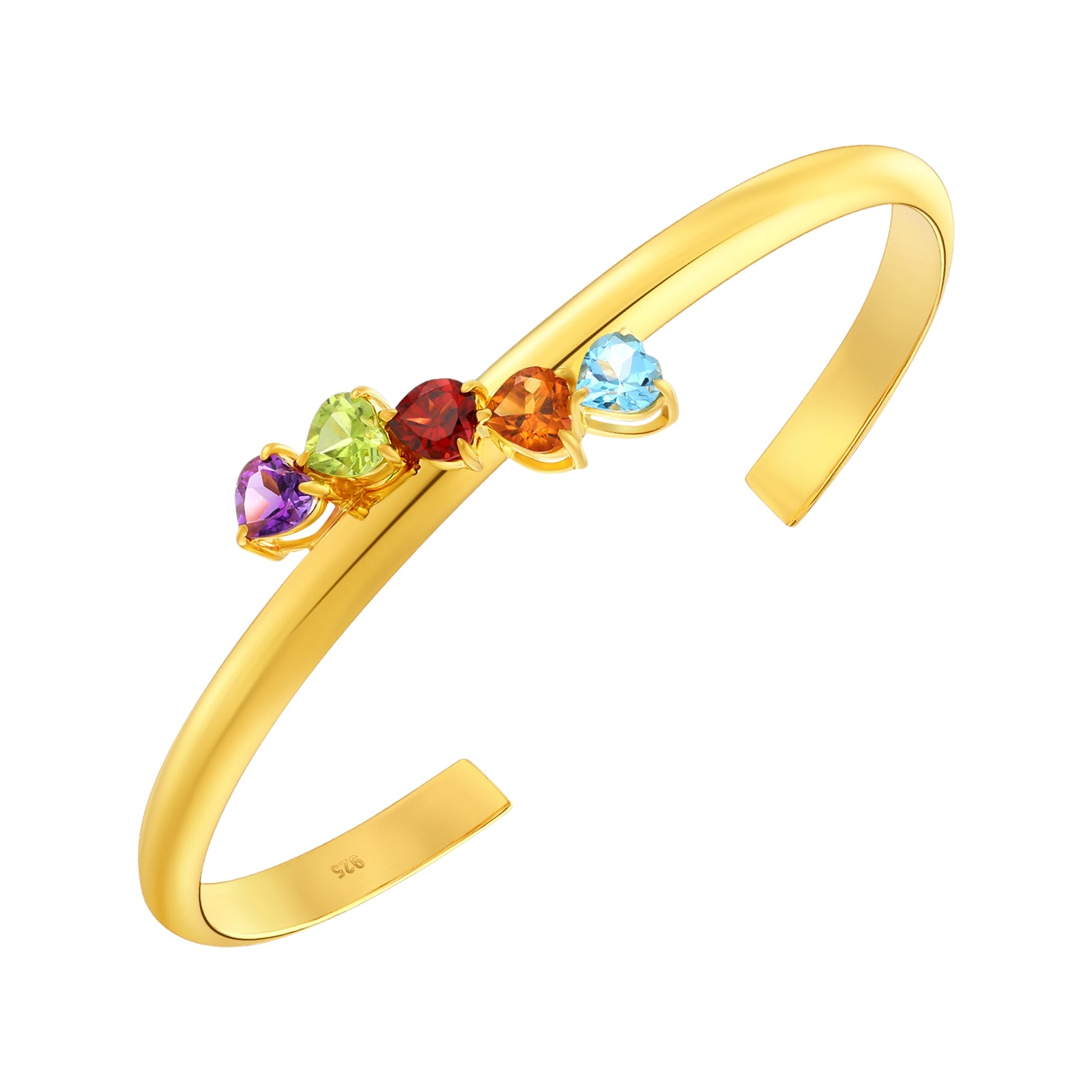 925 STERLING SILVER HINGED BANGLE WITH MULTICOLOR STONE