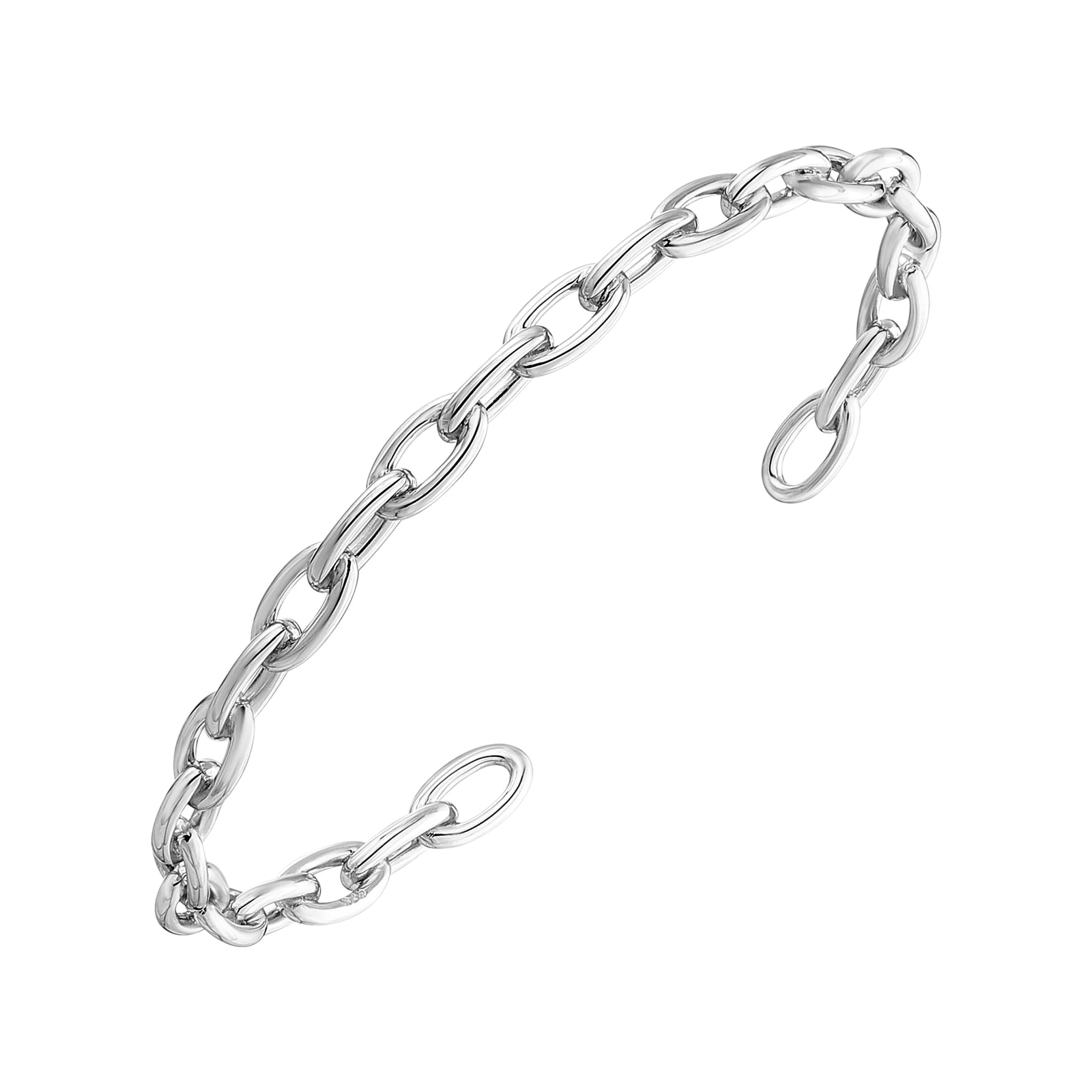 925 STERLING SILVER CURB CHAINE CUFF BANGLE