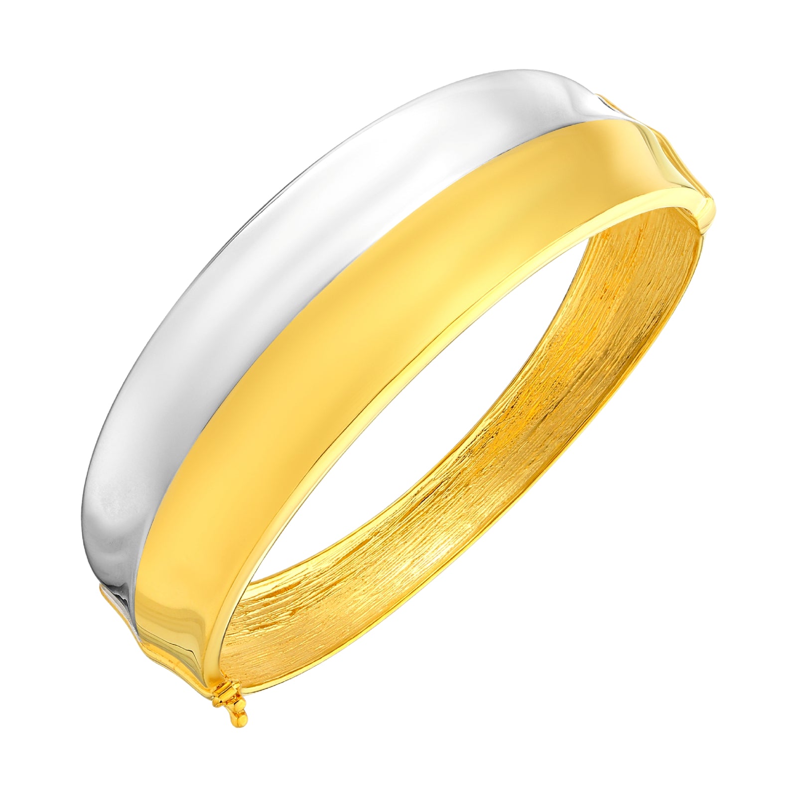 925 STERLING SILVER TWO TONE CLASSIC HINGED BANGLE