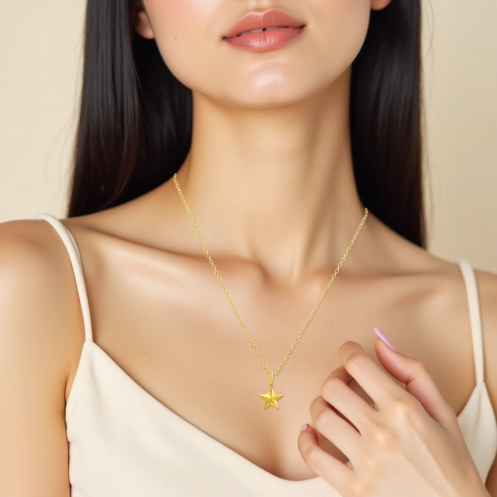 925 STERLING SILVER GOLD STAR PENDANT