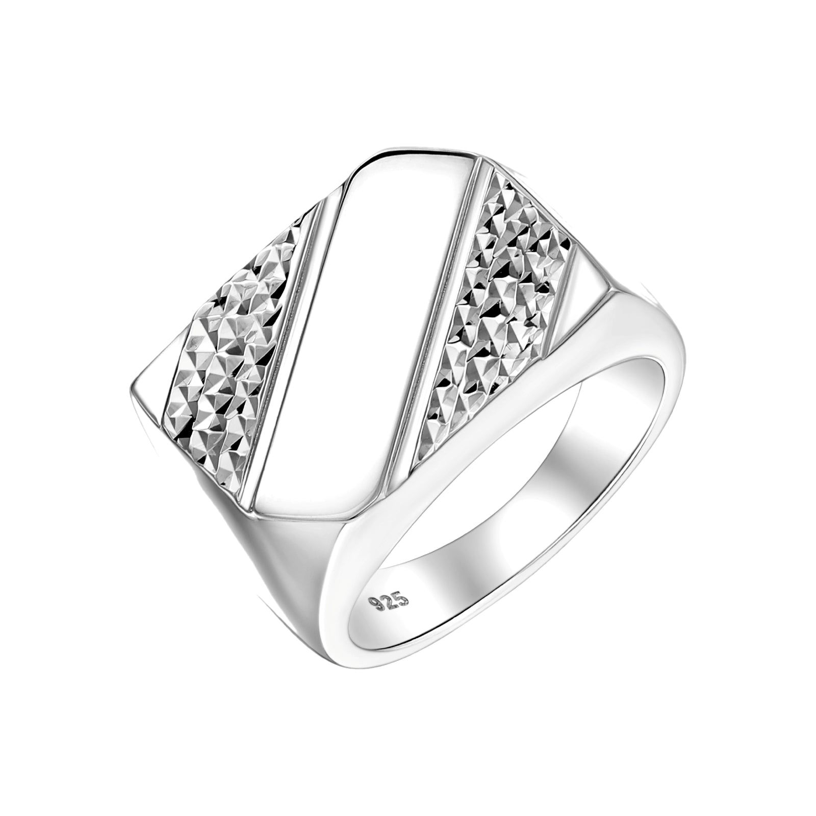 925 STERLING SILVER WITH DIAMOND CUT RING