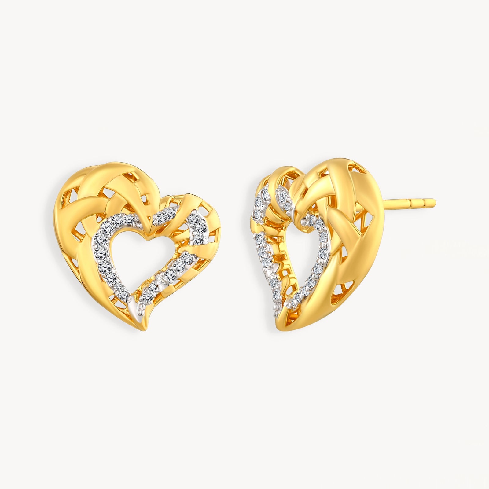 925 STERLING SILVER HEART EARRINGS WITH WHITE ZIRCON