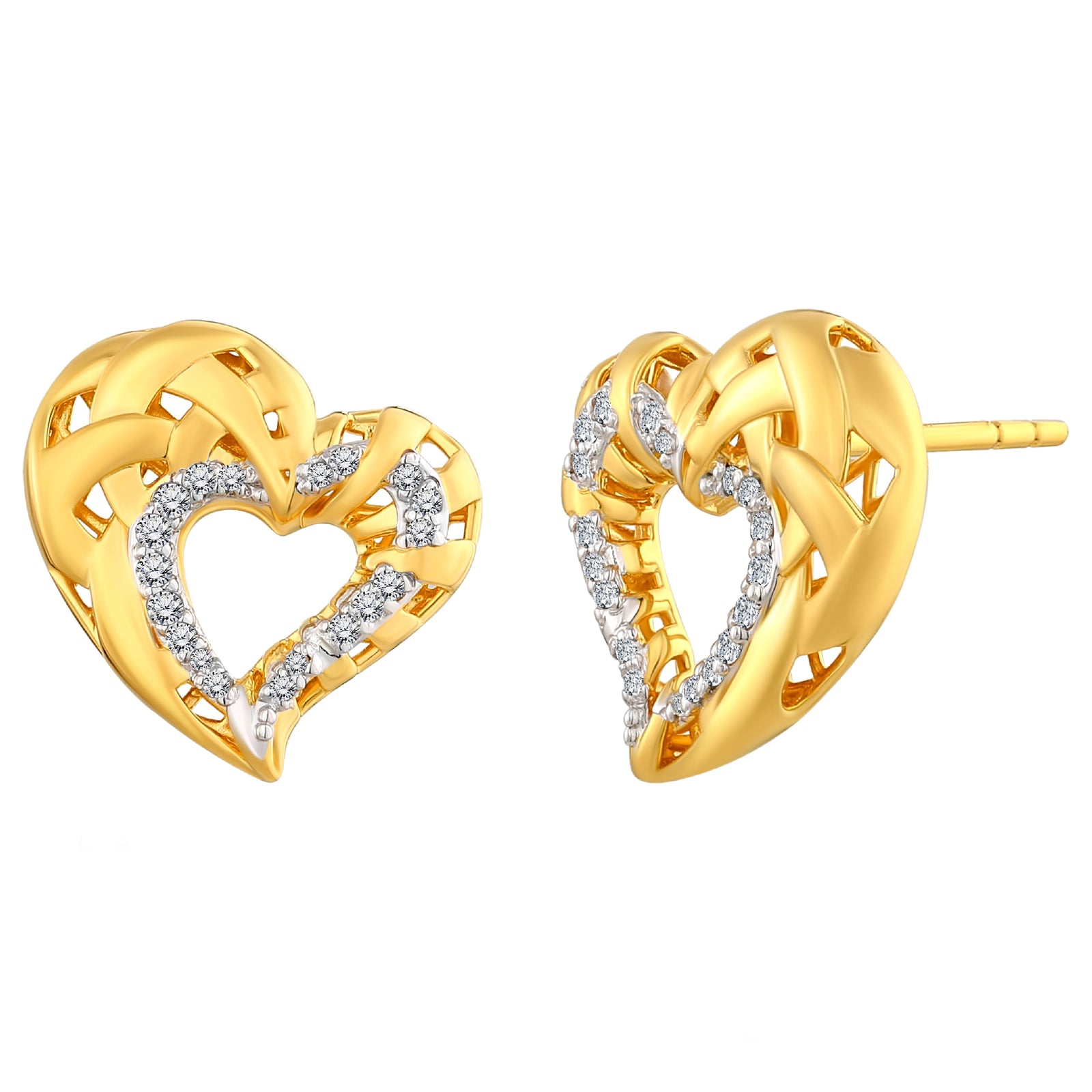 925 STERLING SILVER HEART EARRINGS WITH WHITE ZIRCON