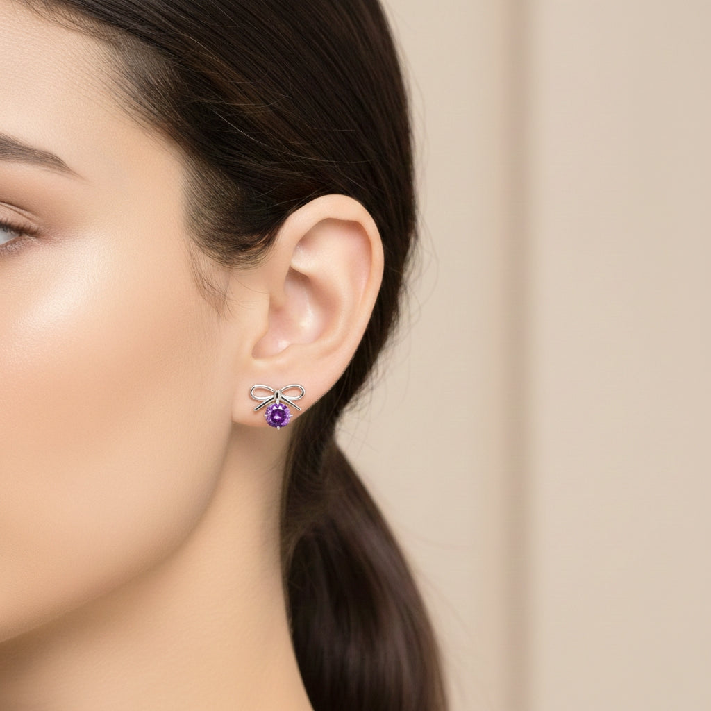 925 STERLING SILVER BOW STUD EARRINGS