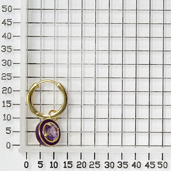 925 STERLING SILVER BEZEL HUGGIE EARRINGS WITH AMETHYST