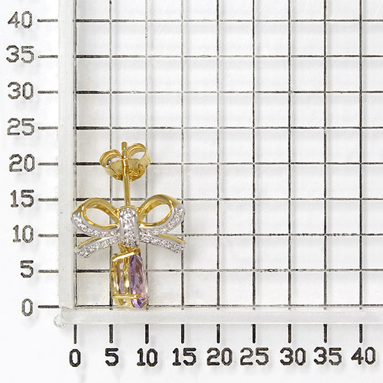 925 STERLING SILVER BOW EARRINGS WITH AMETHYST