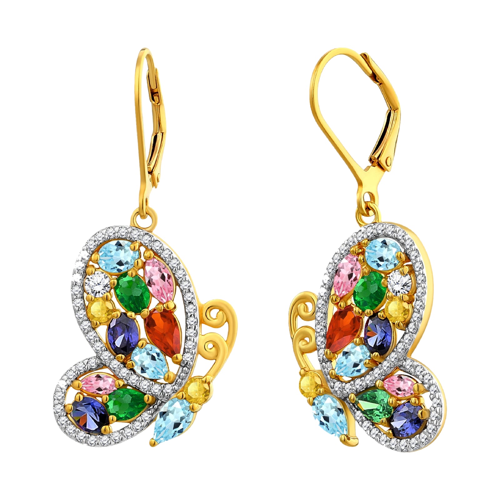 925 STERLING SILVER BUTTERFLY MULTICOLORED EARRINGS