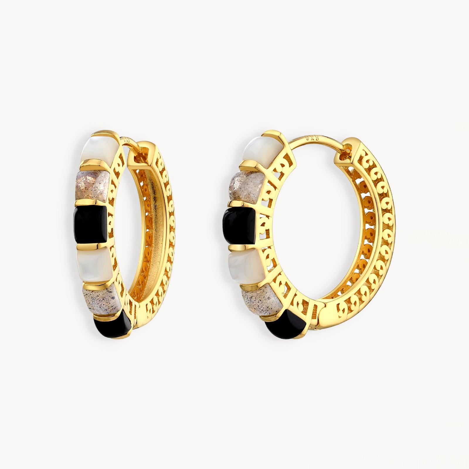 925 STERLING SILVER MULTI STONE HUGGIE EARRINGS