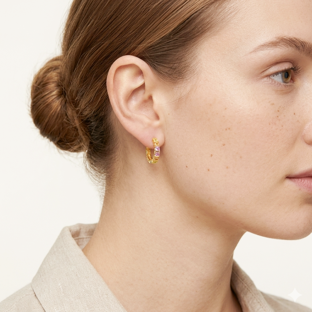 925 STERLING SILVER HUGGIE EARRINGS WITH SAPPHIRE